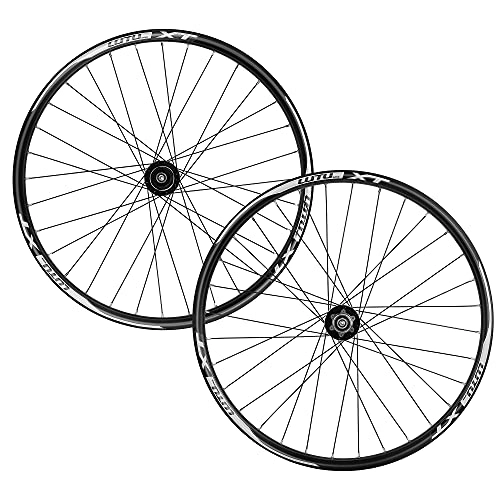 Mountain Bike Wheel : LHHL Mountain Bike Wheelset 26" 27.5" 29" QR Sealed Bearing Aluminum Alloy Rim Disc Brake 32H MTB RIM QR For 8-11 Speed Cassette (Color : Black, Size : 26")