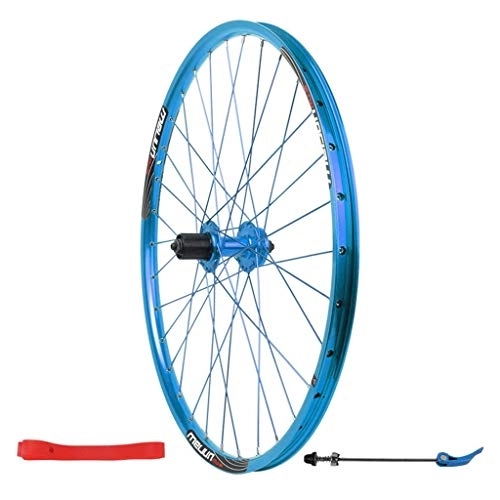 Mountain Bike Wheel : LHHL MTB Bicycle Rear Wheel 26" For Mountain Bike Double Wall Rim Disc Brake Card Hub 7-11 Speed QR 32H (Color : Black)