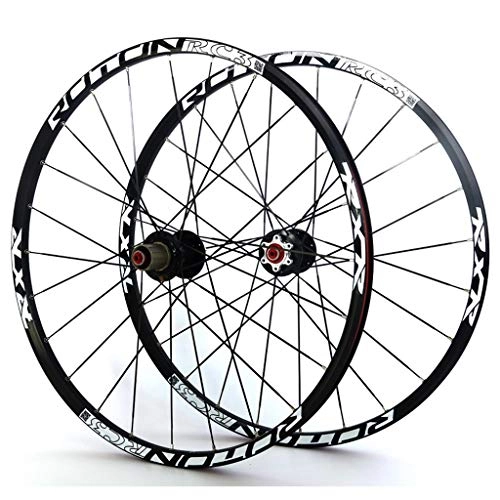 Mountain Bike Wheel : LHHL MTB Bicycle Wheel Set 26 / 27.5 / 29" Double Wall Alloy Rims Carbon Hubs Disc Brake Wheel 24H QR NBK Sealed Bearing For 7-11 Speed Cassette (Color : Black, Size : 26")