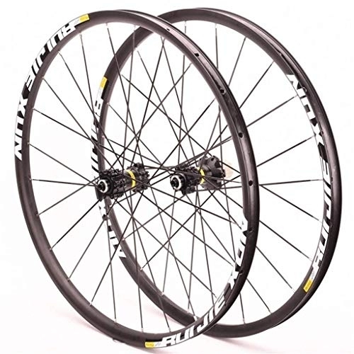 Mountain Bike Wheel : LHHL MTB Bicycle Wheelset 26" / 27.5" / 29" 1570g Double Wall Rim Disc Brake Card Hub 8-11 Speed 6 Sealed Bearing QR (Color : Black)