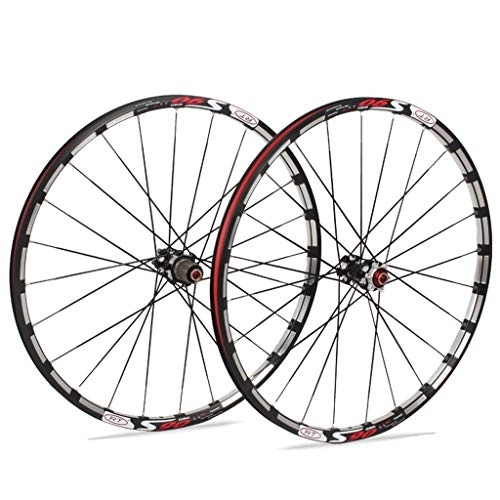 Mountain Bike Wheel : LHHL MTB Bicycle Wheelset 26 / 27.5 Inch Bike Wheels CNC Double Wall Rims Disc Brake Sealed Bearing Hub QR 11 Speed (Color : Black, Size : 26in)
