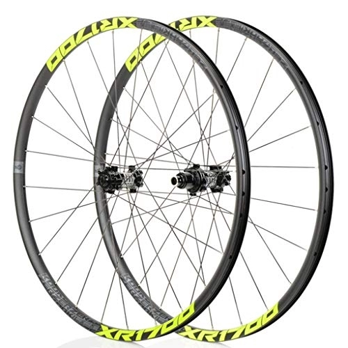 Mountain Bike Wheel : LHHL Wheel For Mountain Bik 26" / 27.5 In MTB Bicycle Wheelset Double Wall Rim Ultra-Light 1620g Disc Brake 8-11S Cassette Hub Sealed Bearing QR (Color : Green, Size : 27.5")