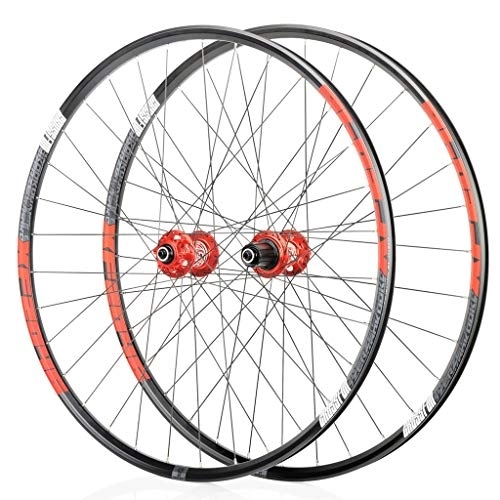 Mountain Bike Wheel : LHHL Wheel For Mountain Bike 26" / 27.5" / 29" Bicycle Wheelset MTB Double Wall Rim QR Disc Brake 8-11S Cassette Hub 6 Ratchets Sealed Bearing (Color : Red, Size : 29")