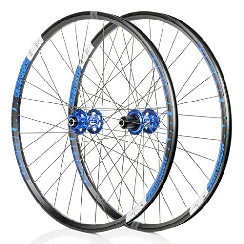Mountain Bike Wheel : LHHL Wheel For Mountain Bike 26" / 27.5" Bicycle Wheelset MTB Double Wall Rim QR Disc Brake 8-11S Cassette Hub 6 Ratchets Sealed Bearing Blue, Size : 27.5