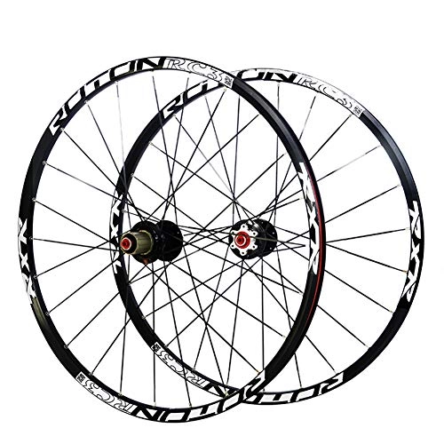 Mountain Bike Wheel : LHLCG Bicycle Wheel Aluminum Alloy Rim Carbon Fiber Hub Front 2 Rear 5 Palin Wheels Black, 26