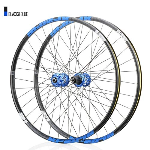 Mountain Bike Wheel : LI-Q 26-Inch Aluminum Alloy Mountain Bike Bicycle Wheel Set, Bicycle Bearing Wheel, Compatible with 7-8-9-10 Speed Flywheel, Blue