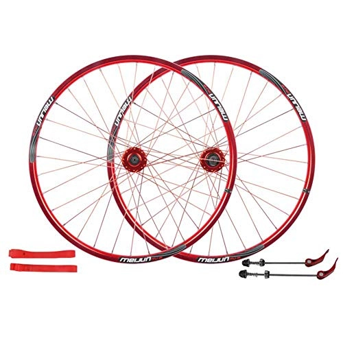 Mountain Bike Wheel : LI-Q 26 inch Bicycle front wheel rear wheel, Trekking Bike Disc brake, Quick Release Disc Brake 32 Hole, Red