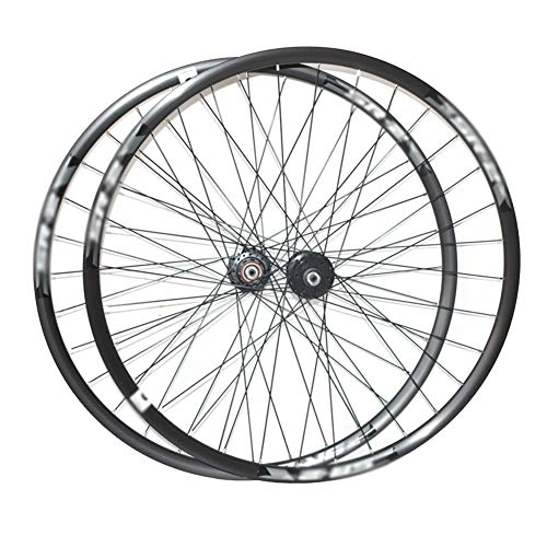 Mountain Bike Wheel : LI-Q Cycles 27" Wheelset (Front / Rear) Solid Axle BIKE / CYCLE Black Wheels - Black Spokes for Threaded Freewheel