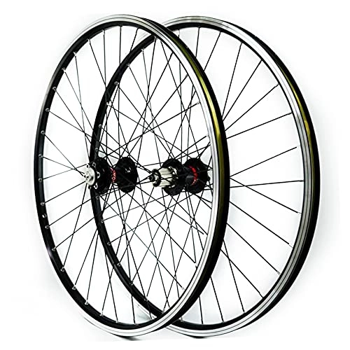 Mountain Bike Wheel : LICHUXIN 26 27.5 29inch MTB Mountain Bike Wheelset 4 Bearing Quick Release Disc / V Brake 7 8 9 10 11 Speed Cassette Freewheel Double Wall Aluminum Alloy Rim (Color : Black hub, Size : 29in)