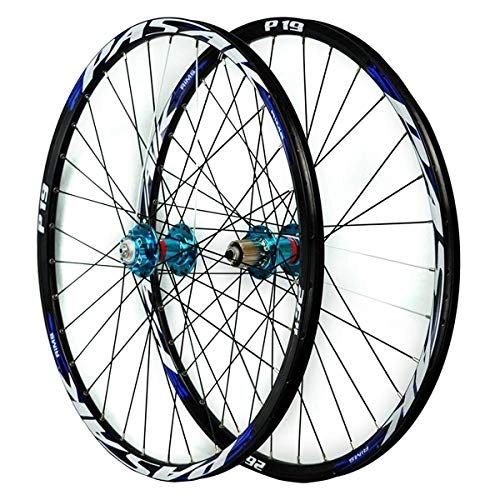 Mountain Bike Wheel : LICHUXIN 26 / 27.5 / 29inch MTB Wheelset Disc Brake Mountain Bike Front And Rear Wheel Sealed Bearing Double Wall Quick Release 7 8 9 10 11 Speed (Color : Blue, Size : 26in)