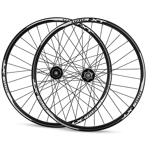 Mountain Bike Wheel : LICHUXIN 26 Inch Mountain Bike Wheel Aluminum Alloy Rim Disc Brake Quick Release 32H fit 8 9 10 11 Speed Cassette Bicycle Wheelset MTB Wheels (Color : Black)