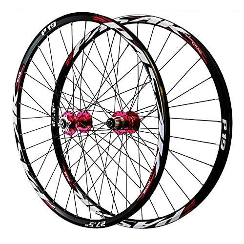 Mountain Bike Wheel : LICHUXIN MTB 26 / 27.5 / 29inch Mountain Bike Wheelset Disc Brake Double Wall Rim Quick Release 7 8 9 10 11 Speed Cassette Freewheel 32 Holes (Color : Red, Size : 29in)