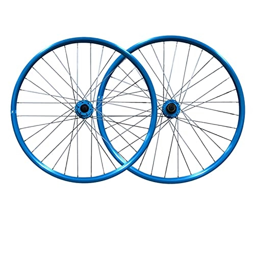 Mountain Bike Wheel : LICHUXIN MTB 26 Inch Mountain Bike Wheelset Quick Release Bicycle Front Rear Wheels Aluminum Alloy Double Wall Rim Disc Brake 7 8 9 Speed 32 Holes (Color : Blue)