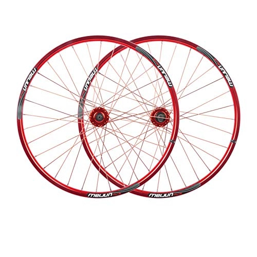Mountain Bike Wheel : LICHUXIN Oksmsa 26 Inch Mountain Bike Disc Brake Wheelset Bicycle Wheel Aluminum Alloy Quick Release 7 / 8 / 9 / 10 / 11 / 12 Speed Flywheel 32 Hole (Color : Red)