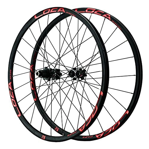 Mountain Bike Wheel : LICHUXIN ZCXBHD Bike Front and Rear Wheelset 26" / 27.5" / 29" Ultralight Alloy Mountain Bike Wheel (Front + Rear) Disc Brake MTB Bicycle Rims 12 Speed Thru Axle 24 Holes (Color : Red, Size : 26in)