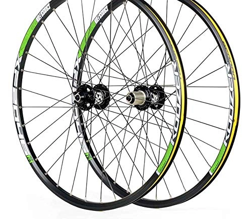 Mountain Bike Wheel : LIDATUO 700c Road Bike Wheel Set Sealed Cartridge Bearings 4 Palin 24 Holes 26inch 27.5" in Disc Brake, green, 27.5inch