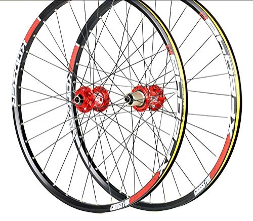 Mountain Bike Wheel : LIDATUO Mountain Bike MTB Wheelset 26 27.5" Wheel Hub 4 Palin lightweight Aluminum Alloy, red