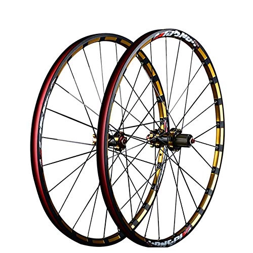 Mountain Bike Wheel : LIDAUTO 26 27 inches Mountain Bike Wheelset Speed Light Weight CNC Aluminum Alloy Disc brake 5 Palin / 120 ring 26 27 inches, golden, 27.5inch
