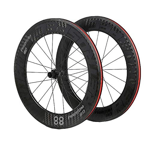 Mountain Bike Wheel : LIDAUTO 700C Road Bicycle WheelSet Cruise Cycling 4 Bearing Disc Brake Barrel Shaft 88mm Rim Carbon Fiber Wheel Hub, gray