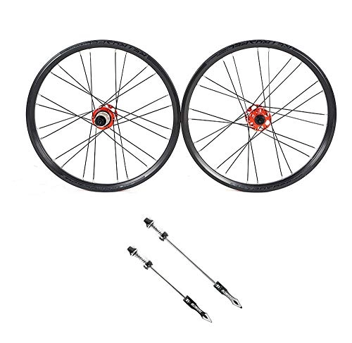 Mountain Bike Wheel : LIDAUTO Mountain Bike MTB Wheelset Aluminum Alloy Folding 20" Hub Bearings Wheels Rim Disc Brake Installation, red