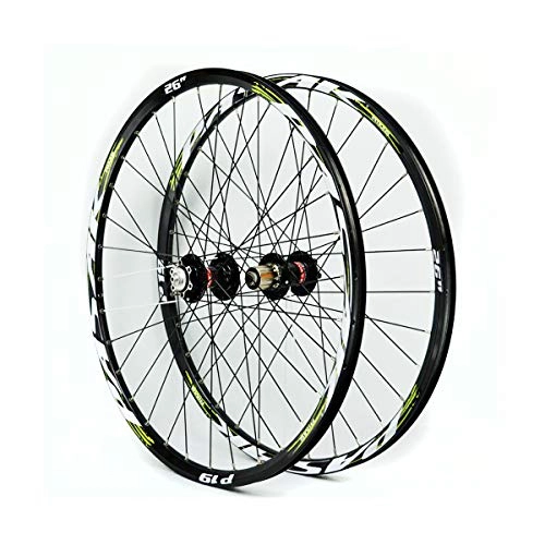 Mountain Bike Wheel : LIDAUTO Mountain Bike Wheelset 26 inch 26" / 27.5" 29" 7 / 8 / 9 / 10 Speed Light Weight Aluminum Alloy, green, 26in