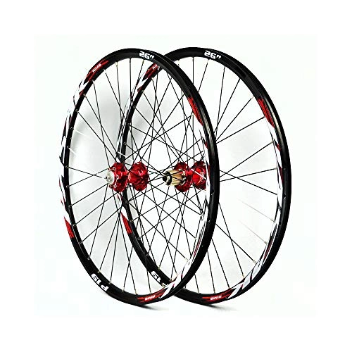 Mountain Bike Wheel : LIDAUTO Mountain Bike Wheelset 26 inch 26" / 27.5" 29" 7 / 8 / 9 / 10 Speed Light Weight Aluminum Alloy, red, 26in