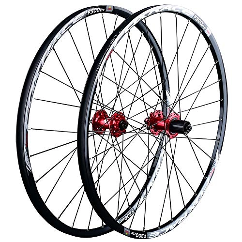 Mountain Bike Wheel : LIDAUTO Mountain Bike Wheelset Speed 26" 27" 29" inches Light Weight CNC Aluminum Alloy Disc brake, black / red, 27.5inch