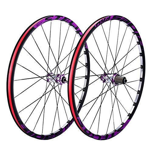Mountain Bike Wheel : LIDAUTO Mountain Bike Wheelset Speed Light Weight CNC Aluminum Alloy 26 inches Disc brake 5 Palin / 120 ring, purple