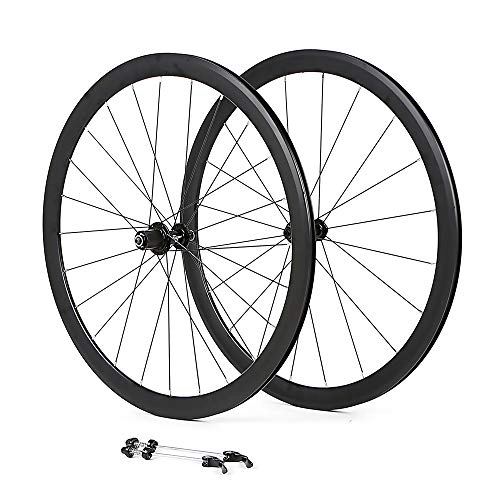 Mountain Bike Wheel : LIDAUTO Road Bike 700C WheelSet Aluminum Alloy 40MM Rims 4 Bearing Carbon Fiber Hub Reflective Logo 8-9-10-11 speed Free Wheel