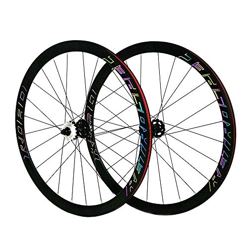 Mountain Bike Wheel : LIDAUTO Road Bike 700C WheelSet Fixed Gear Free Wheel Aluminum Alloy Hub 40MM Rims Reflective Logo