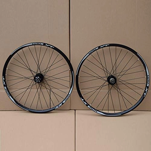 Mountain Bike Wheel : Lightweight Mountain Bike Wheel Set 32 ​​holes 26" / 27.5" / 29" Bicycle Wheel Set Disc Brake Quick Release Black Hub Drum(front Wheel + Rear Wheel) (Color : Black hub drum, Size : 27.5")