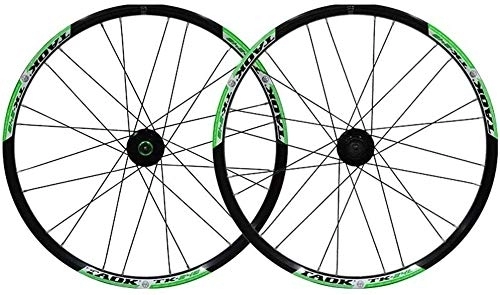 Mountain Bike Wheel : LILIS Wheel Mountain Bike Bike Wheel Set 24" MTB Wheel Double Wall Alloy Rim Tires 1.5-2.1" Disc Brake 7-11 Speed Palin Hub Quick Release 24H (Color : Green-B)