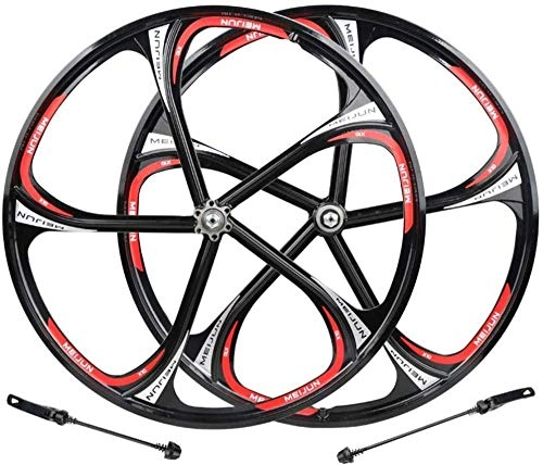 Mountain Bike Wheel : LIMQ Bicycle Wheel Road Six Holes Bearing Hub Disc Disc Aluminum Alloy Magnesium Aluminum Rims MTB 26C, Black