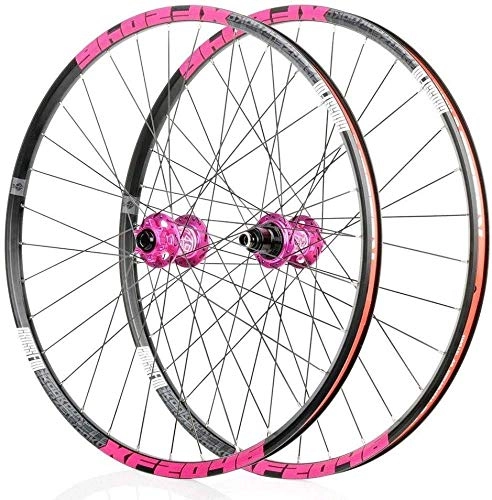 Mountain Bike Wheel : LIMQ Bike Wheel MTB Bike REAR Wheel 26" 27.5" 29" Mag Alloy Wheelset V- Brake / Disc Rim Brake 8, 9, 10, 11, Speed Sealed Bearings Hub Quick Release 32 Hole, Pink-29inch