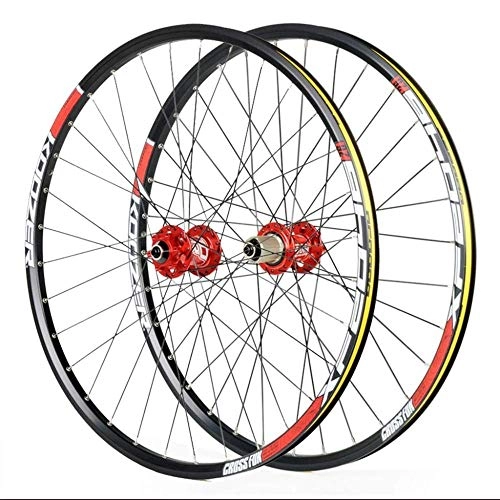 Mountain Bike Wheel : LIMQ Double Wall Bike Wheelset For 26 27.5 29 Inch MTB Rim Disc Brake Quick Release Mountain Bike Wheels 24H 8 9 10 11 Speed, Red-29inch