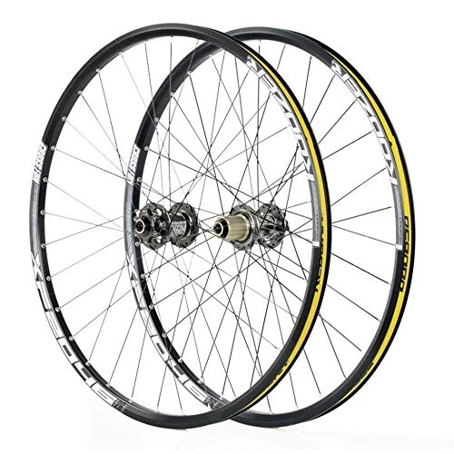 Mountain Bike Wheel : LIMQ Double Wall Bike Wheelset For 26 27.5 29 Inch MTB Rim Disc Brake Quick Release Mountain Bike Wheels 24H 8 9 10 11 Speed, Silver-26inch