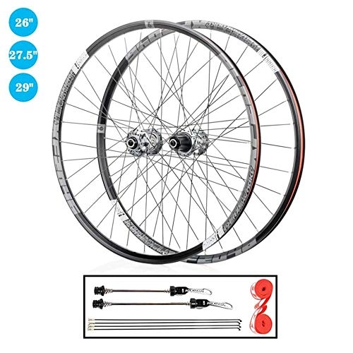 Mountain Bike Wheel : LIMQ QR 26" 27.5" 29" Bike Wheel Mountain Cycling Wheelset Double Wall Alloy Rim Disc Brake Hub For 8-12 Speed Cassette Gray, 26inch