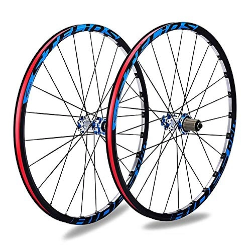 Mountain Bike Wheel : LIMQ Road Bike Wheels Cycling Wheels 26" 27" Double Wall Rim 9, 10, 11 SPEED CASSETTE 1834g / Pair, Blue-27.5inch