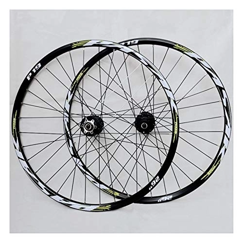 Mountain Bike Wheel : LJP 26'' 27.5" 29" Disc Brake mountain bicycle wheels Alloy Rim Cassette Hub Sealed Bearing QR MTB Bike Wheelset 32Holes 7-11 Speed (Color : Black, Size : 26inch)