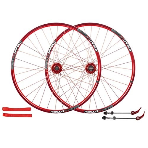 Mountain Bike Wheel : LJP 26 Inch Bike Wheelset, Cycling Wheels Mountain Bike Disc Brake Wheel Set Quick Release Palin Bearing 7 / 8 / 9 / 10 Speed (Color : Red)