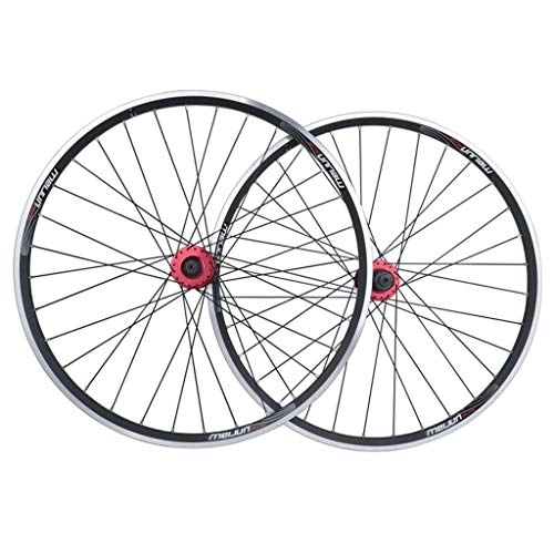 Mountain Bike Wheel : LJP 26 Inch Bike Wheelset, Double Wall MTB Rim Quick Release V-Brake Hybrid / Mountain Bike Hole Disc 7 8 9 10 Speed (Color : Black)