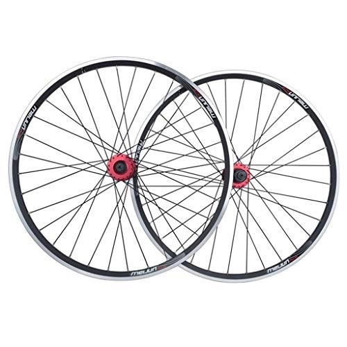 Mountain Bike Wheel : LJP 26'' Mountain Bikes Bike Wheelset, 32 Holes Double Wall MTB Sealed Bearings Hub V-Brake Hybrid / Disc Brake 9 / 10 / 11 Speed (Color : Black)