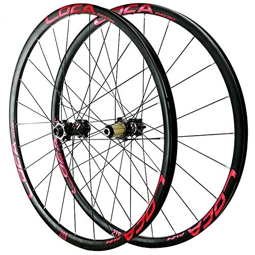 Mountain Bike Wheel : LJP MTB Bicycle Wheelset barrel shaft 26 / 27.5 / 29in 24-hole 8-12 Speed Mountain Bike Wheels Rim Disc Brake Front & Rear Wheel Thru axle (Color : Red, Size : 26in)