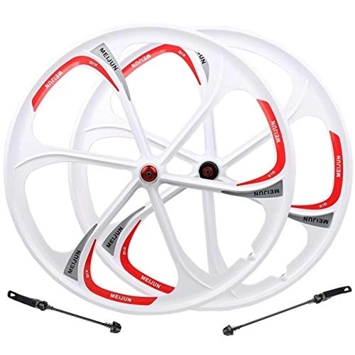 Mountain Bike Wheel : LJP MTB Magnesium Alloy Wheels 26 Inches Bicycle Wheel Disc Brake Mountain Bike Bearing Wheelset (Color : White)