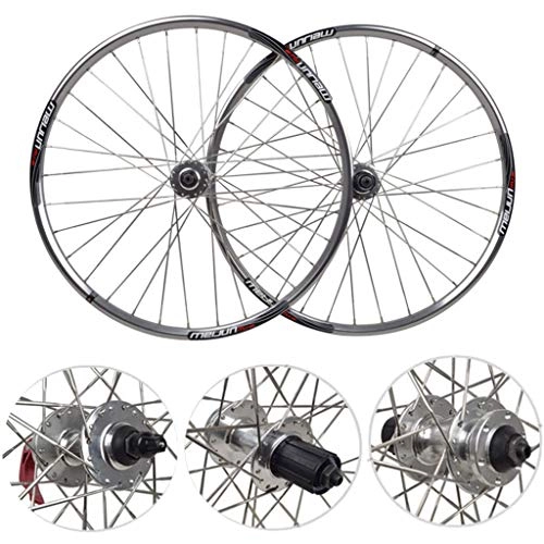 Mountain Bike Wheel : LJP Silver Mountain bike wheels 26 inch polished Flat spokes break the wind Double-layer aluminum alloy rim for Disc brake wheel 2084g / Correct