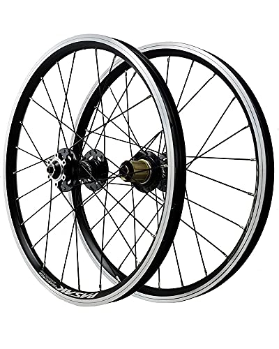 Mountain Bike Wheel : LLC 20 Inch Mountain Bike Wheelset Double-Walled Alloy Wheel Rims V-Disc Brake Bicycle Wheel Quick Release7-12 Speed Hub, Black