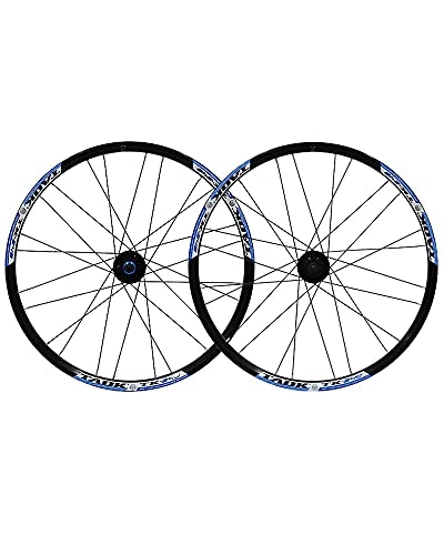 Mountain Bike Wheel : LLC 24" Mountain Bike Wheelset Double-Walled Alloy Wheel Rims Disc Brake 24H Hub American Valve Quick Release 7-9 Speed Cycling Wheels, Black Blue