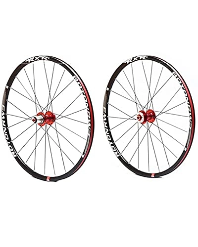 Mountain Bike Wheel : LLC 26 / 29" Mountain Bike Wheelset Double-Walled Alloy Wheel Rims Disc Brake 24H Bicycle Front & Rear Wheels Quick Release 9-11Speed Hub, Red, 26 inches
