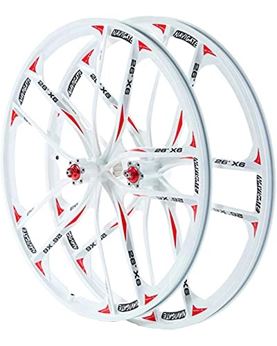 Mountain Bike Wheel : LLC 26 Inch Mountain Bike Wheelset Magnesium Alloy Bicycle Front & Rear Wheels Disc Brake Rims Quick Release 8-11Speed Hub, Red