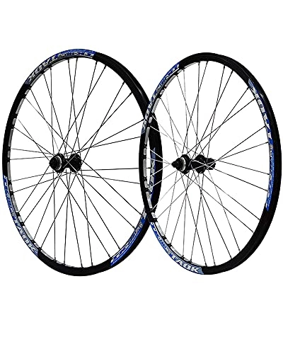 Mountain Bike Wheel : LLC 27.5" Mountain Bike Wheelset Double-Walled Alloy Wheel Rims Disc Brake 32H Bicycle Wheel American Valve Quick Release 7-9 Speed Hub, Blue